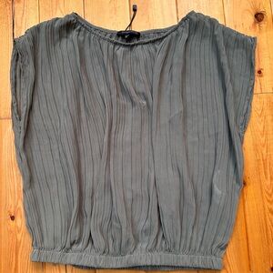 Dynamite Olive Pleated Cap-Sleeve Blouse